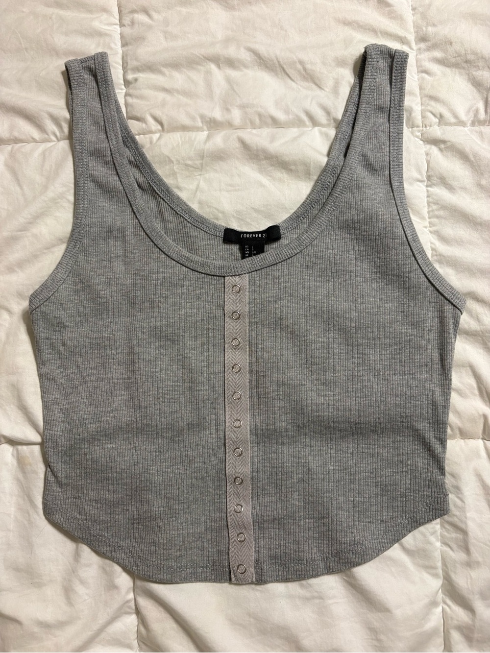 Forever 21 Light Gray Ribbed Cropped Tank size large